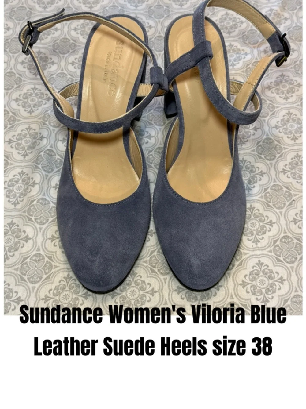 Sundance Women's Viloria Blue Leather Suede Heels size 38
